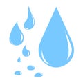 Water drop Icon set. Raindrop blue silhouette stock vector illustration on white design element element Royalty Free Stock Photo